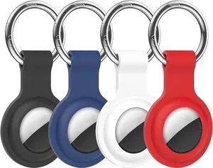 Compatible with AirTag Case Keychain Air Tag Holder Silicone AirTags Key Ring Cases Tags Chain Apple GPS Item Finders Accessories 4 Pack