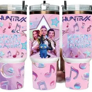 Kpop 40oz Cup Waterproof Design with Star and Musical Notes Patterns