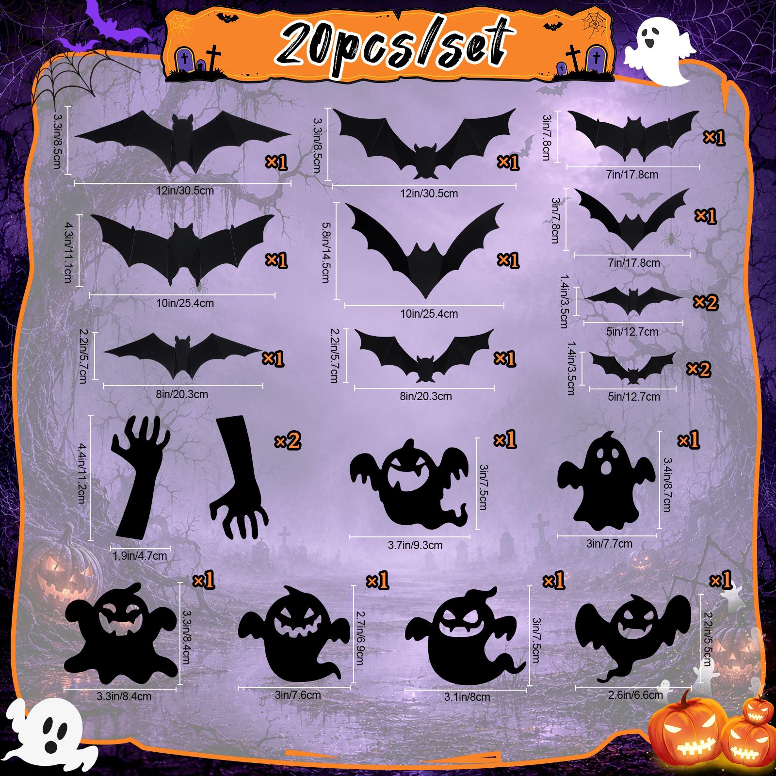 24 PCS Halloween 3D Bat Wall Decoration with 12 LED Lights, Remote Control, 13 Colors, 6H Timer, Thick PET Stickers (10 Sizes) & Painter's Tape - Halloween Decor for Walls, Windows, Creepy Vibe Parties, Led Lighting 24 PCS Halloween 3D Bat Wall Decoration with 12 LED Lights, Remote Control, 13 Colors, 6H Timer, Thick PET Stickers (10 Sizes) & Painter's Tape - Halloween Decor for Walls, Windows, Creepy Vibe Parties, Led Lighting