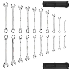 #SpringGlowUp WORKPRO 20-piece Combination Wrench Set, Metric 6-18mm & SAE 1/4”- 3/4”, Cr-V Steel, 12-point Wrenches Set with 2-in-1 Rolling Pouch