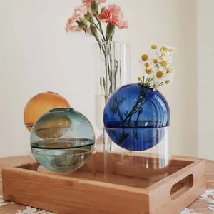 Decorative Nordic Colored Bubble Glass Vase - Stylish Home Decor Piece for Living Room Accent, Handmade Gifts Option