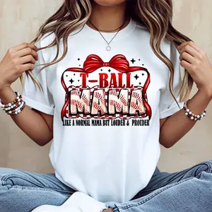 T Ball Mama Like A Normal Mama But Louder And Prouder Print T Shirt White Casual Loose Fit Tee For Women Perfect For Sports Events And Everyday Wear