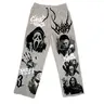 Ghost Face Slashers Fandom Graphic Casual Athletic Joggers - Unisex 100% Polyester Stretch Breathable Loose-Fitting All-Seasons Streetwear Bottoms, Comfortable Fabric for Training, Text-Design Pants