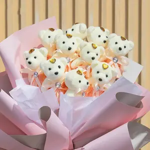 10pcs Adorable Cartoon Ice Cream Bear Design Flower Bouquet Wrapping Kit - Reusable DIY Craft Gift Packaging Supplies for Birthdays, Weddings, and Special Occasions