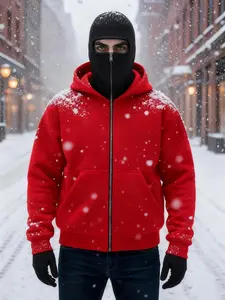 Men's Hooded Zipper Sweatshirt & Nirvana Print, Warm Fabric Fitted Casual Street Punk Style, Fall Winter Rock Fashion Multi-Scene Comfortable Graphic Sweatshirts