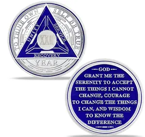 1-49 Year Original Triangle Sobriety Coin Set | Silver Roman Numeral AA Medallion with Protective Capsule | Recovery Anniversary Token for Men & Women | AA Sobriety Gifts for Monthly & Yearly Milestones