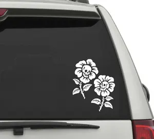 Skull Flowers Vinyl Decal