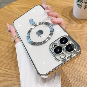 MagSafe-Compatible Clear Case with Electroplated Frame & Full Lens Guard Compatible iPhone 17 ProMax / 16 ProMax / 15 ProMax / 14 ProMax / 13 ProMax ;iPhone 17AIR