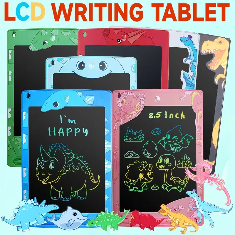Dinosaur Theme Handwriting Board, 8.5 Inch LCD Drawing Pad, Reusable Erasable Early Education Toy, Christmas Gift Idea for Kids