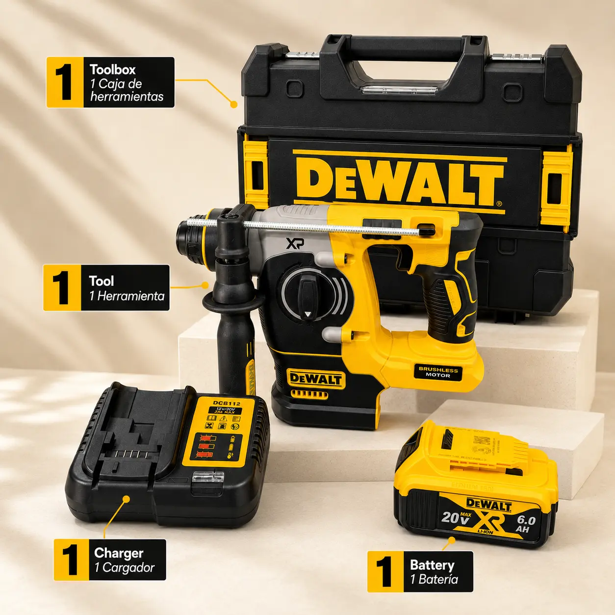 DEWALT DCH273 20V XR Brushless Hammer Drill Kit - Ideal for Strut Hanging, Rod Hanging Work
