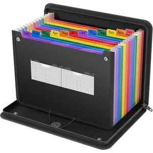 Fireproof Accordion File Organizer,13 Pockets Expanding File Folder with Zipper & Labels,Monthly Bill Paper Receipt Documents Organizer Folder for Letter A4 Files