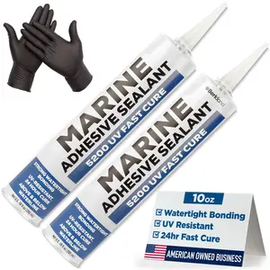 [2-Pack] Marine Adhesive Sealant 5200  Cure, 10 oz White -- Permanent Watertight Bond Above & Below Waterline,  Marine Sealant for , Hulls, Decks & Fittings,  Owned