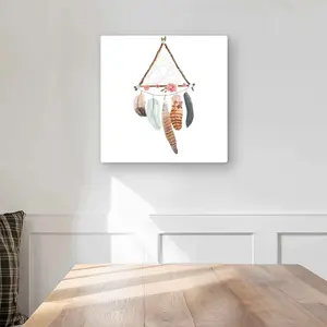 212 MAIN 16x16 in. Modern Aluminum Triangular Dream Catcher Wall Artwork - Orange Colorful Print, Metal Hanging Home Decoration Ornament for Living Room
