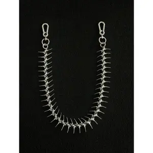 Gothic Dark Fishbone Metal Waist Chain, Adjustable Unisex Punk Jewelry, Hip Hop Street Style Stylish Accessories, Funky Unique Party Accessories for Sports & Outdoor Protective Gear Compatibility