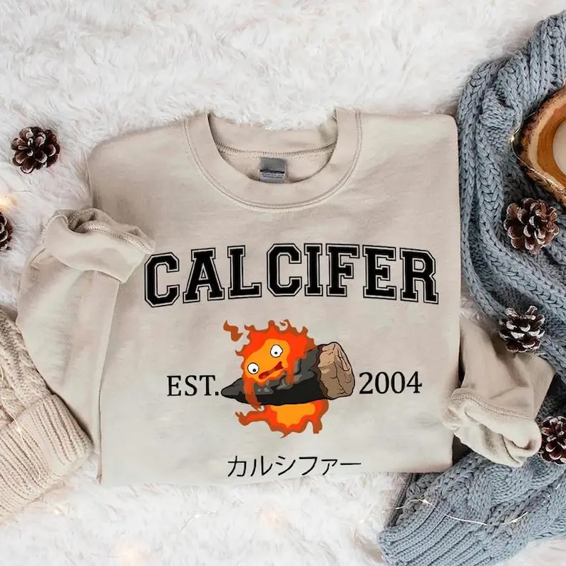 Calcifer Shirt, Sweatshirt, Hoodie, Howl's Moving Castle, Howl and Sophie Shirt, Studio Ghibli Shirt