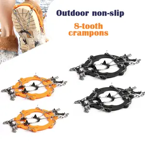 Crampons Ice Cleats Traction Snow Grips for Boots Shoes Women Men Anti Slip 8 Stainless Steel Spikes Safe Protect for Hiking Fishing Walking Climbing Mountaineering