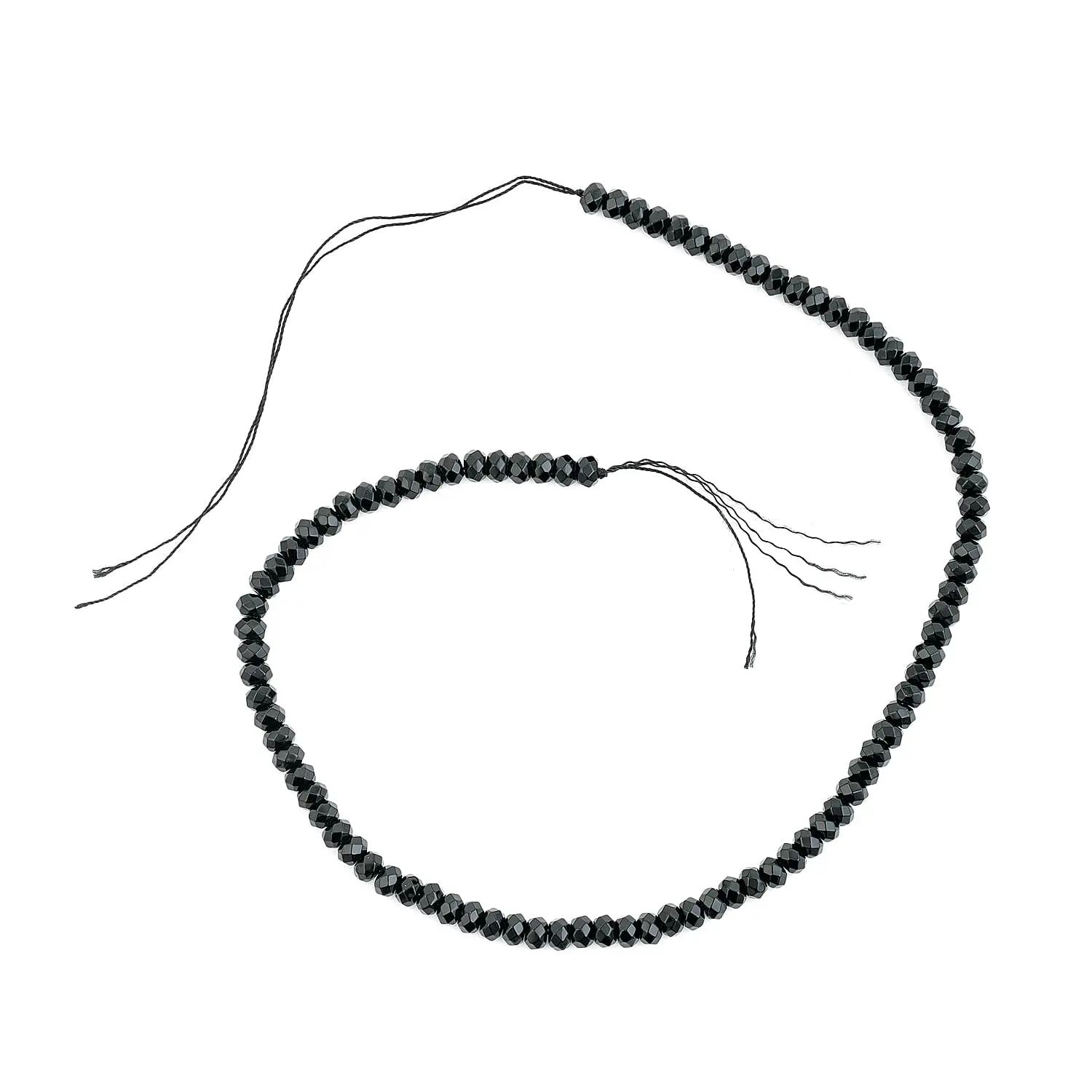 Black Agate Round Beaded Strand Necklace (15 Inches) 99.55 ctw