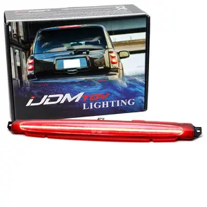 iJDMTOY Dark Red Len Full LED Strip High Mount Third Brake Light Assembly For Chevrolet 2002-2009 Trailblazer, GMC Envoy, Buick Rainier, etc