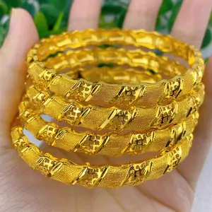 New Design Dubai Gold Color Bangles For Women Indian Middle Eastern Nigerian Wedding Luxury Hand Jewelry Party Gifts