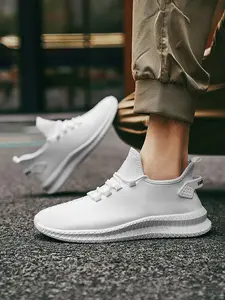 Men's Flyknit Sneakers, Breathable Lightweight Soft-Soled Athletic Casual Shoes, Suitable for Daily Wear