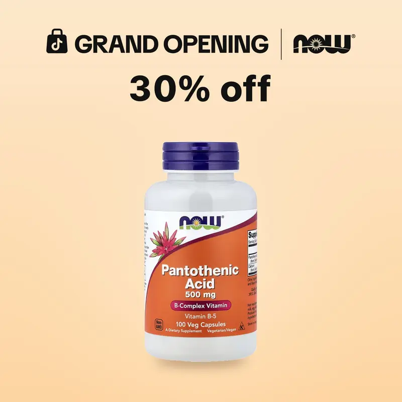 NOW Supplements Pantothenic Acid (Vitamin B-5) 500mg B Vitamins Capsules, 100-Cap Supply Bottle, Dietary Supplement, Easy Daily Use, Gluten-Free, Vegetarian, Kosher, GMP Quality Assured, Third-Party Tested, 1968 Family Brand for Energy Support