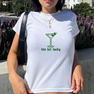 [Sale up to 50%] [Free Ship] Tini bit lucky baby tee, martini shirt, 8 ball tee, st patricks day baby tee, st pattys day apparel, cocktail shirt, shamrocked, lucked up