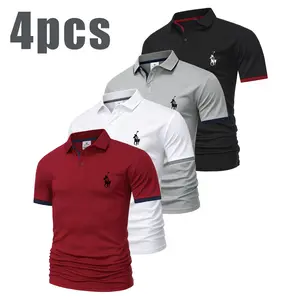 Men's Casual Polo Shirt, Breathable Short Sleeve, With Printed Logo, Slim Fit, Suitable for Daily and Business Wear tiktokshopspringglowup