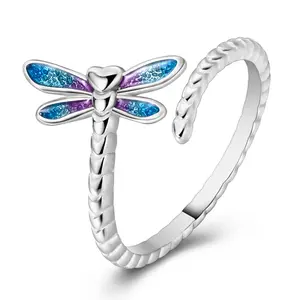 MULA 925 Sterling Silver dragonfly ring | Platinum plating | Open design | Light luxury and elegant style |  For her who pursues romance and natural beauty
