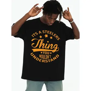 Men's Steelers Thing T-Shirt - 180g Heavyweight 100% Cotton Black Tee with Iconic Steelers Logo & Slogan Print, Casual Fan Apparel for Gym, Game Day & Casual Attire - Machine Washable Steelers Nation Shirt