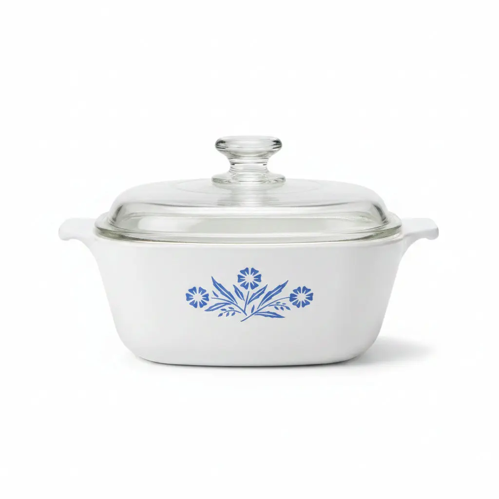 Vintage Corning Ware Square Glass Casserole Dish, 1.5 Qt P-1-1/2-B Cookware with Pyrex Lid A-7-C