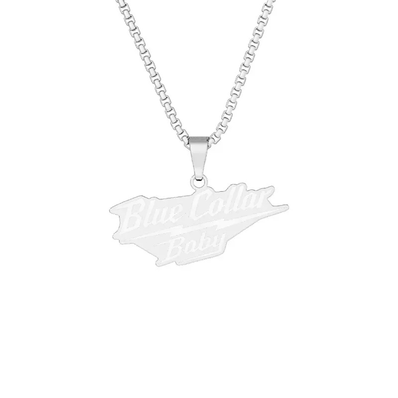 Blue Collar Baby Necklace In Sliver