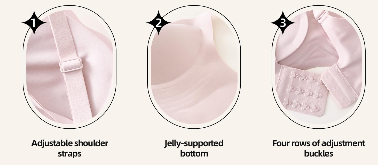 Women's Black jelly bras No Underwire T-Shirt bra Seamless Comfortable Soft Wireless Basic Bridal One Piece Minimalist Everyday Wear with Adjustable Straps Vneck Breathable push up bra