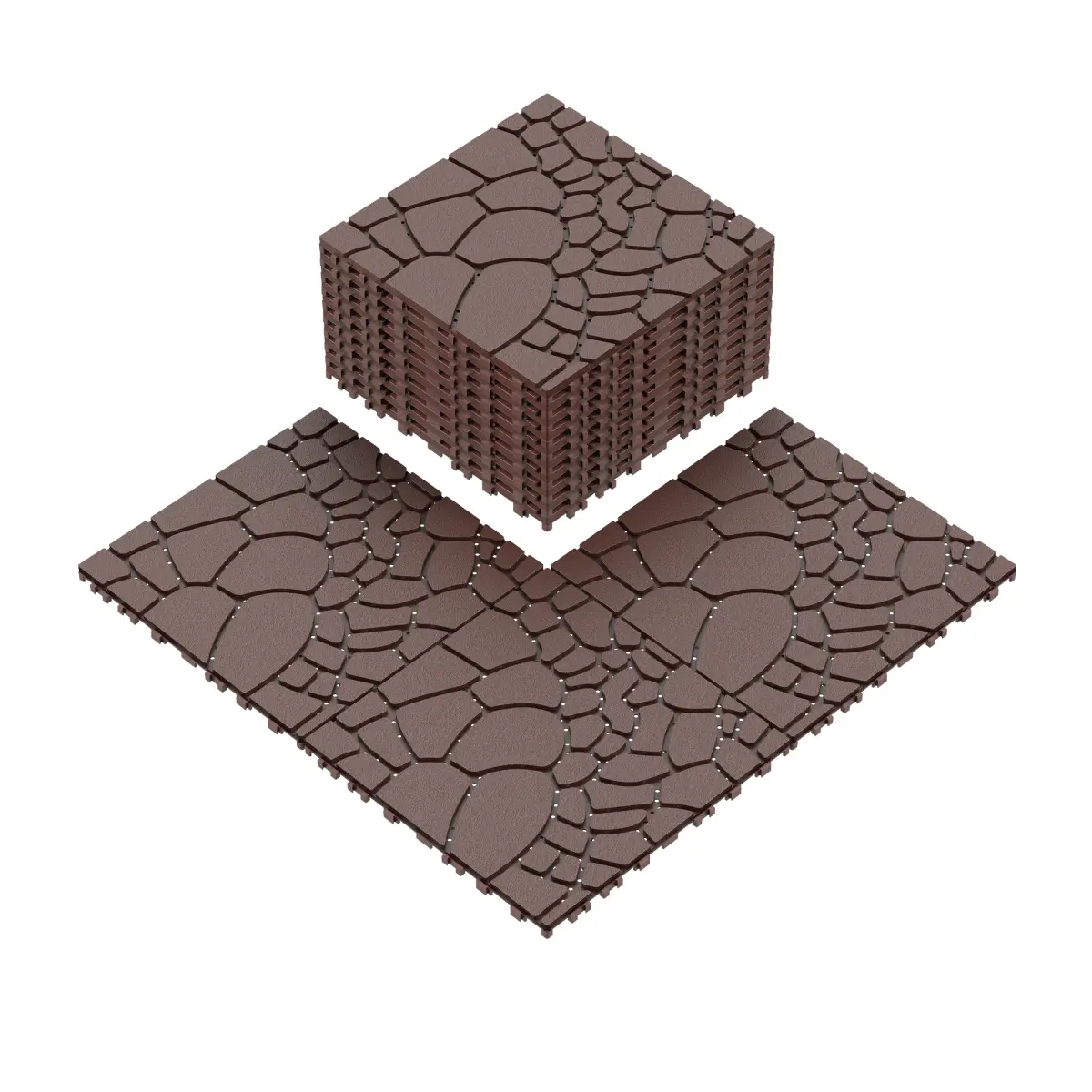 [Fahuac] PP Plastic Interlocking Click-Parquet Deck Tiles, 44-Pcs Lightweight Glue-Free Modular Floor Cover Panels (1 sq ft Each) for Patio, Balcony