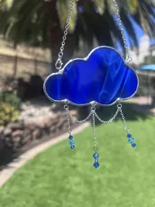Deep Wispy Blue Mini Cloud Car Charm! Cute decoration to either hang in your car or to brighten up your home!