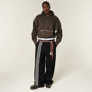 Stripe Panel Baggy Sweatpants – Contrast Trim Oversized Streetwear Pants 100% Cotton Soft Sporty Y2K Menswear