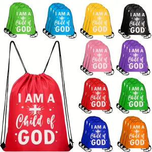 [Father's Day, Graduation] 30pcs Christian Drawstring Backpack Bulk I Am A of God Gift Bags Set Church Supplies String Backpack Women Or Wan Fitness Bag Christian Religious Party Favors Bags, for Father's Day, Graduation Season, Back-To-School Gift(1