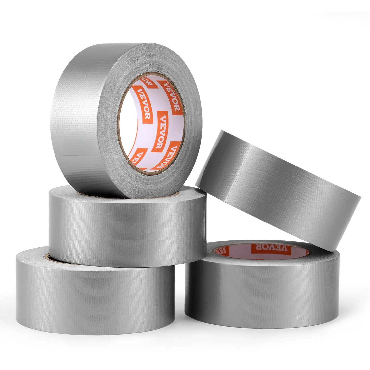【summerfinds】VEVOR 5-Pack Duct Tape, 2 in x 30 Yards, No Residue Strong Adhesive Waterproof Temperature-Resistant Heavy Duty Duct Tape, Tear by Hand, for Indoor Outdoor Repair, Industrial, All Weather, Sliver