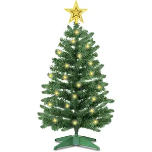 3 Feet Green Christmas Tree with Lights, 8 Modes Timer 50 Warm White Lights Battery Operated Small Artifical Full Christmas Tree for Indoor Home Office Tabletop Xmas Holiday Decorations