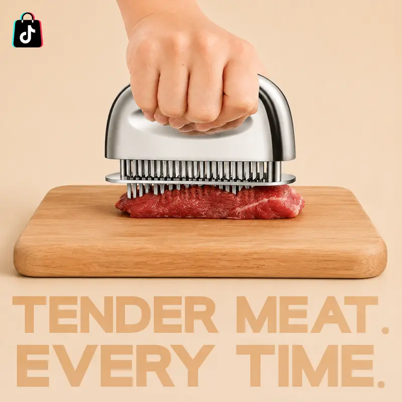Stainless Steel Meat Tenderizer Tool, Gourmet Easy Juicy Steak Utensil, 60 Ultra-Sharp Blades, No Assembly Required, 5-Year Warranty, Kitchen Household Products Kitchen Tools And Gadgets
