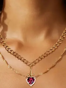 Heart & Sword Design Pendant Necklace, Stainless Steel Jewelry for Party, Daily Clothing Decor, Trendy All-match & Exquisite Jewelry for Birthday Gift