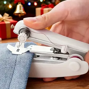 Mini Portable Sewing Machine for Home Use Compact Handheld Simple Hand Sewing Ideal for Clothes Making & Small-Scale Tailoring Includes 2 Free Gifts Cartoon Pattern Drinking Cup with Straw Animal Costume Set Dolls Gold Plated Pearl Cross Bracelet Square G