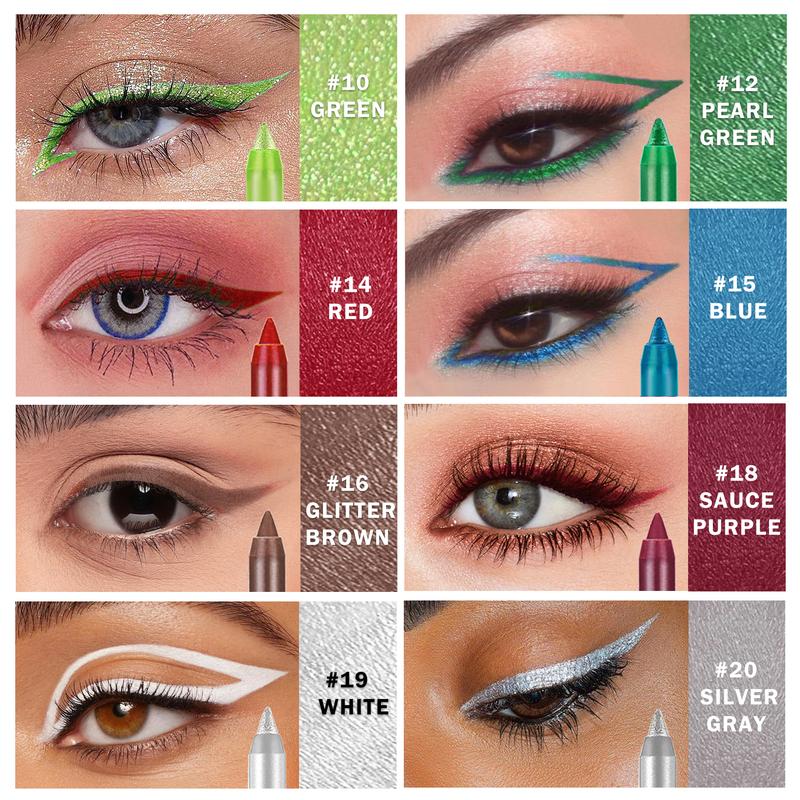 QIUFSSE 16 Color Vibrant Eye Liner Pencil Set for Creative Makeup, Highly Pigmented, Water-Resistant, Long Wearing & Smooth Application