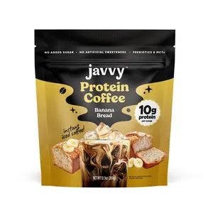Javvy Banana Bread Protein Iced Coffee Beverage - Premium Whey Protein, Instant Iced Coffee, 100% Natural Cold Brew - 0 Artificial Flavors, 0 Sweeteners, 80 mg Caffeine, No Added Sugar, 20 Servings