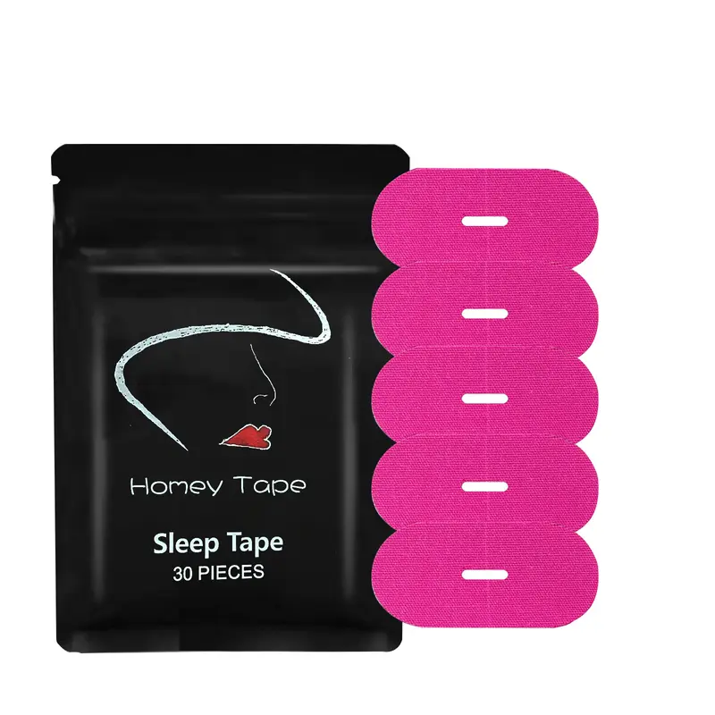 Adult Unisex Anti Snoring Set - 30 Pieces Cotton Snoring Solution Mouth Tapes, Breathable with Breath Hole, Pink Hypoallergenic Soft Strips, Gentle Adhesion, Skin-Friendly Comfort, All-Seasons Relief for Adults
