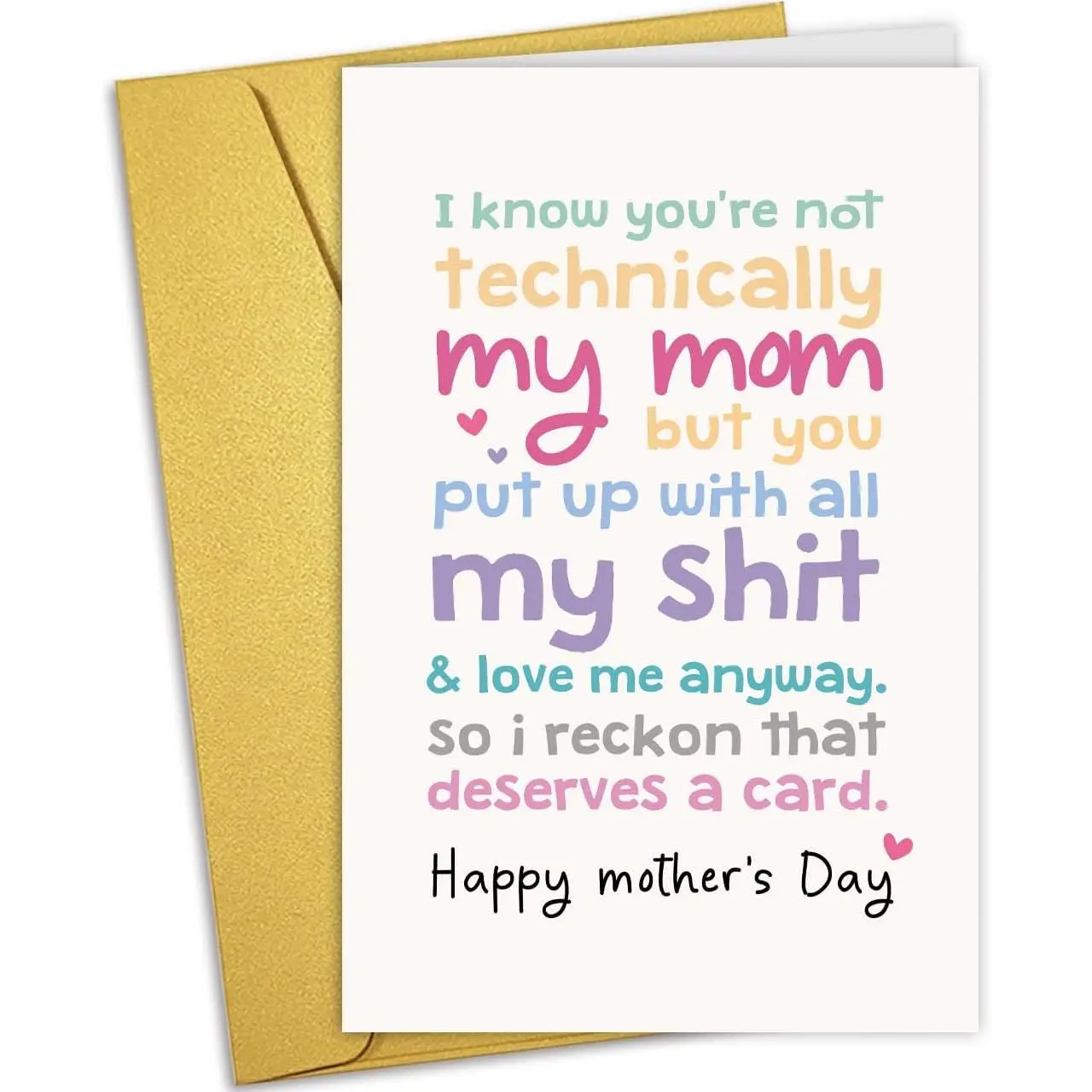 Funny Stepmom Mother's Day Card, Mother's Day Card for Bonus Mom, Mothers Day Card for Stepmom Mother in Law Aunt Godmother, Not Technically My Mom