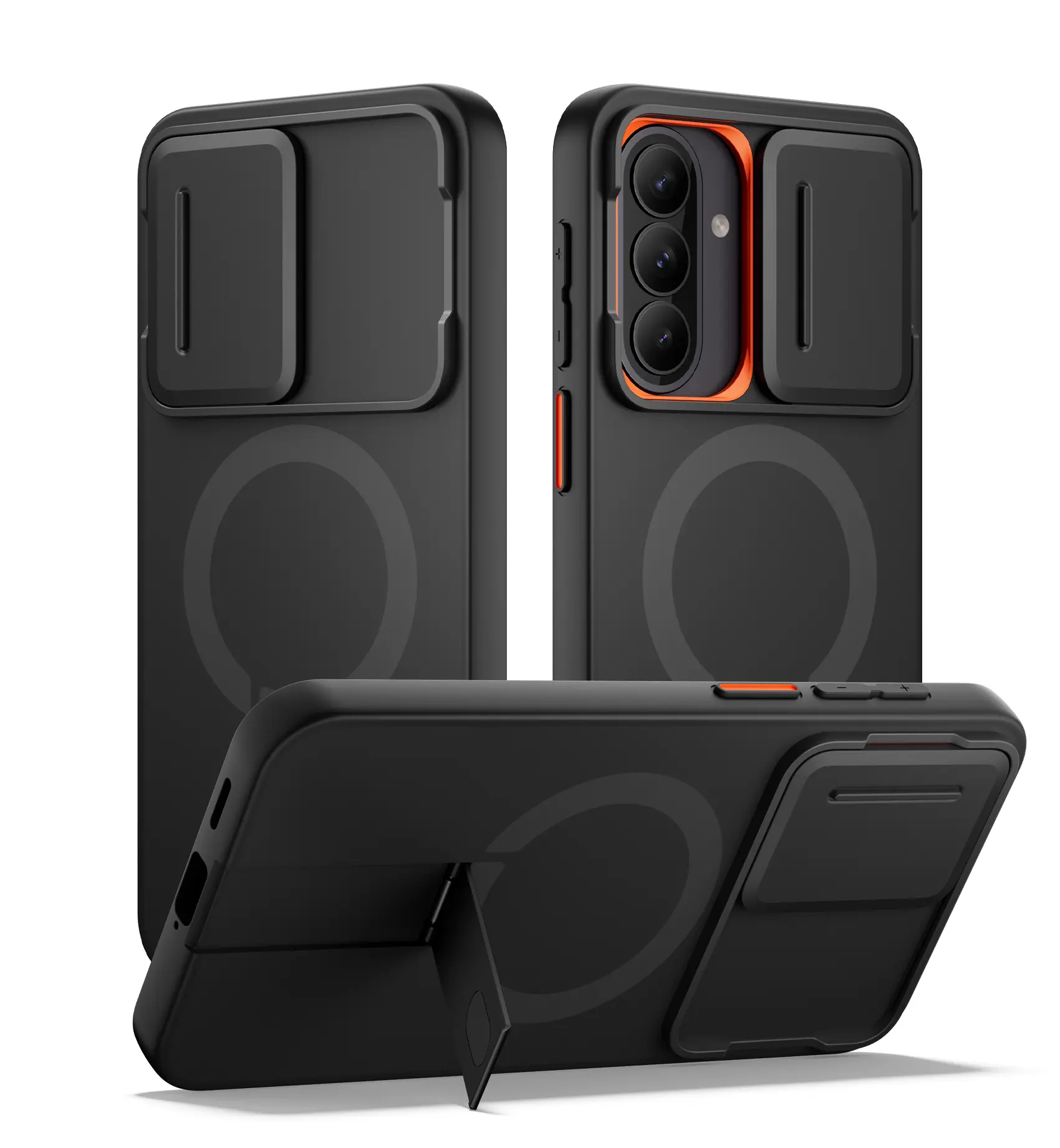 SURITCH for Samsung Galaxy A57, A37/A36, A17/A26 5G Case, Compatible with MagSafe, Shockproof Bumper Cover Slim Magnetic Protective Cases with Camera Cover & Adjustable Metal Kickstand for Galaxy A57, A37/A36, A17/A26 5G