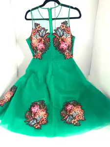 VINTAGE RETRO COCKTAIL FLORAL EMBROIDERED DRESS by SACHIN & BABI 2000