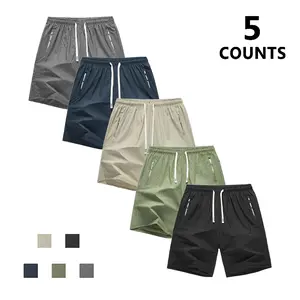 Men’s drawstring zip-pocket shorts; summer casual elastic-waist beach pants; breathable men’s everyday bottoms; a five-sense gift for him; quick-drying, breathable, ice-cool summer swim trunks
