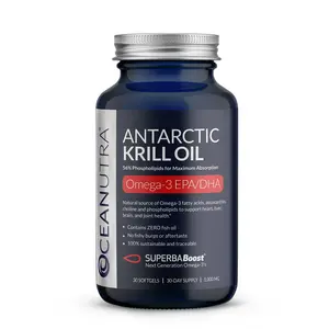 100% Pure Krill Oil 1000mg, Omega 3, Highest Concentration 56% Phospholipids, Choline & Astaxanthin, Sustainable Antarctic SuperbaBoost, DHA, EPA, Heart, Brain, Joints & Skin Care, No Fish Oil