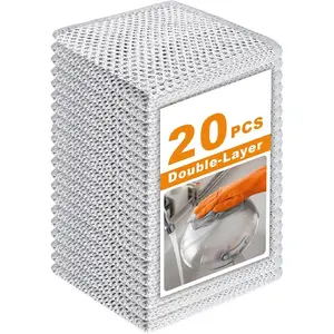 12 Pcs Multipurpose Wire Dishwashing Rag, Upgraded Double-Layer Non-Scratch Wire Dish Cleaning Cloths, Reusable Steel Scrubberfor Kitchen, Cookware, Sinks, Stove Tops, 10x10